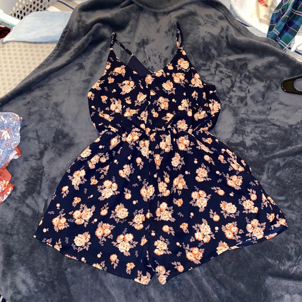 Blue floral romper
